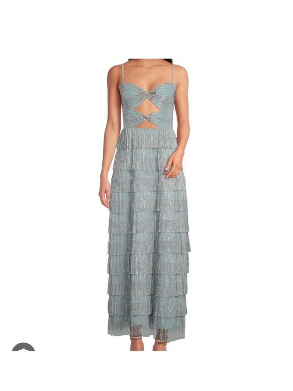 NWT GIANNI BINI SWEETHEART NECK CUT-OUT TIERED DRESS-- SIZE 6--  METALLI…